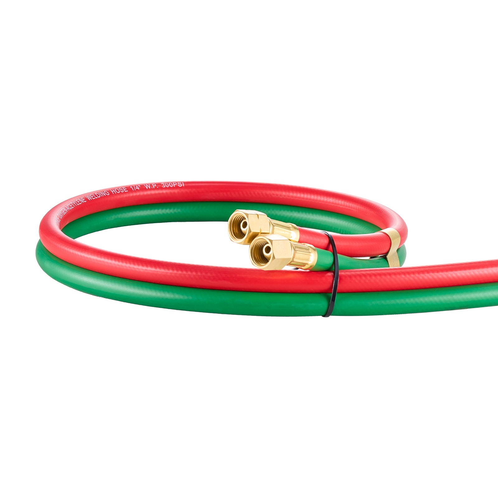 VEVOR Oxygen Acetylene Hose, 1/4-Inch x 25FT Oxy Acetylene Hose with 9/16"-18 B Fitting, 300PSI T Grade Welding Cutting Torch Twin Hose, Compatible with Oxygen, Acetylene, Propane and Other Fuel Gases