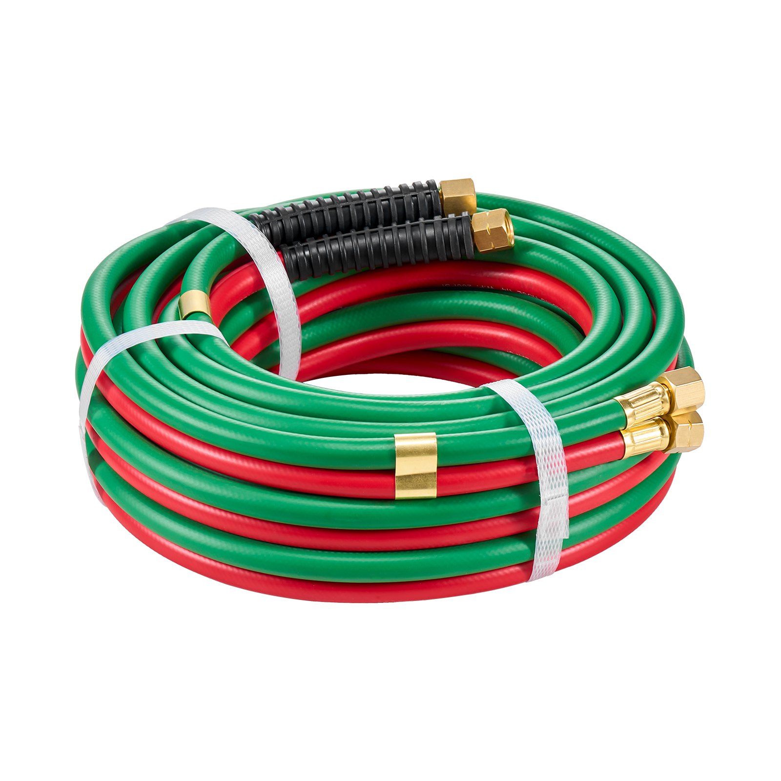 VEVOR Oxygen Acetylene Hose, 1/4-Inch x 25FT Oxy Acetylene Hose with 9/16"-18 B Fitting, 300PSI T Grade Welding Cutting Torch Twin Hose, Compatible with Oxygen, Acetylene, Propane and Other Fuel Gases