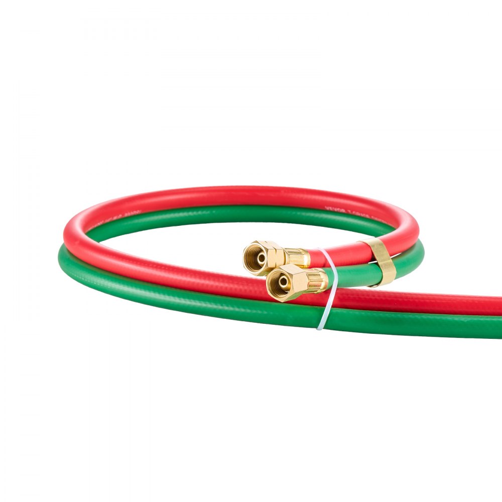 VEVOR Oxygen Acetylene Hose, 1/4-Inch x 50FT Oxy Acetylene Hose with 9/16"-18 B Fitting, 300PSI T Grade Welding Cutting Torch Twin Hose, Compatible with Oxygen, Acetylene, Propane and Other Fuel Gases