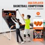 VEVOR foldable basketball arcade game with double hoops, net, and five basketballs for 1-4 players.