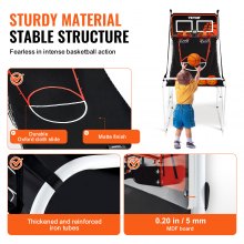 Jeu de basket-ball pliable VEVOR, jeu de basket-ball d'intérieur pour 2 joueurs, sport à double tir à domicile avec 4 balles, 8 modes de jeu, tableau de bord électronique LCD et pompe de gonflage, pour enfants, adultes (noir et blanc)