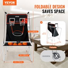 VEVOR Foldbar indendørs dobbeltskud basketball arkadespil 2 spiller 4 bolde