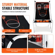 Jeu de basket-ball pliable VEVOR, jeu de basket-ball d'intérieur pour 2 joueurs, sport à domicile à double tir avec 4 balles, 8 modes de jeu, tableau de bord électronique et pompe de gonflage, pour enfants, adultes (noir et blanc)