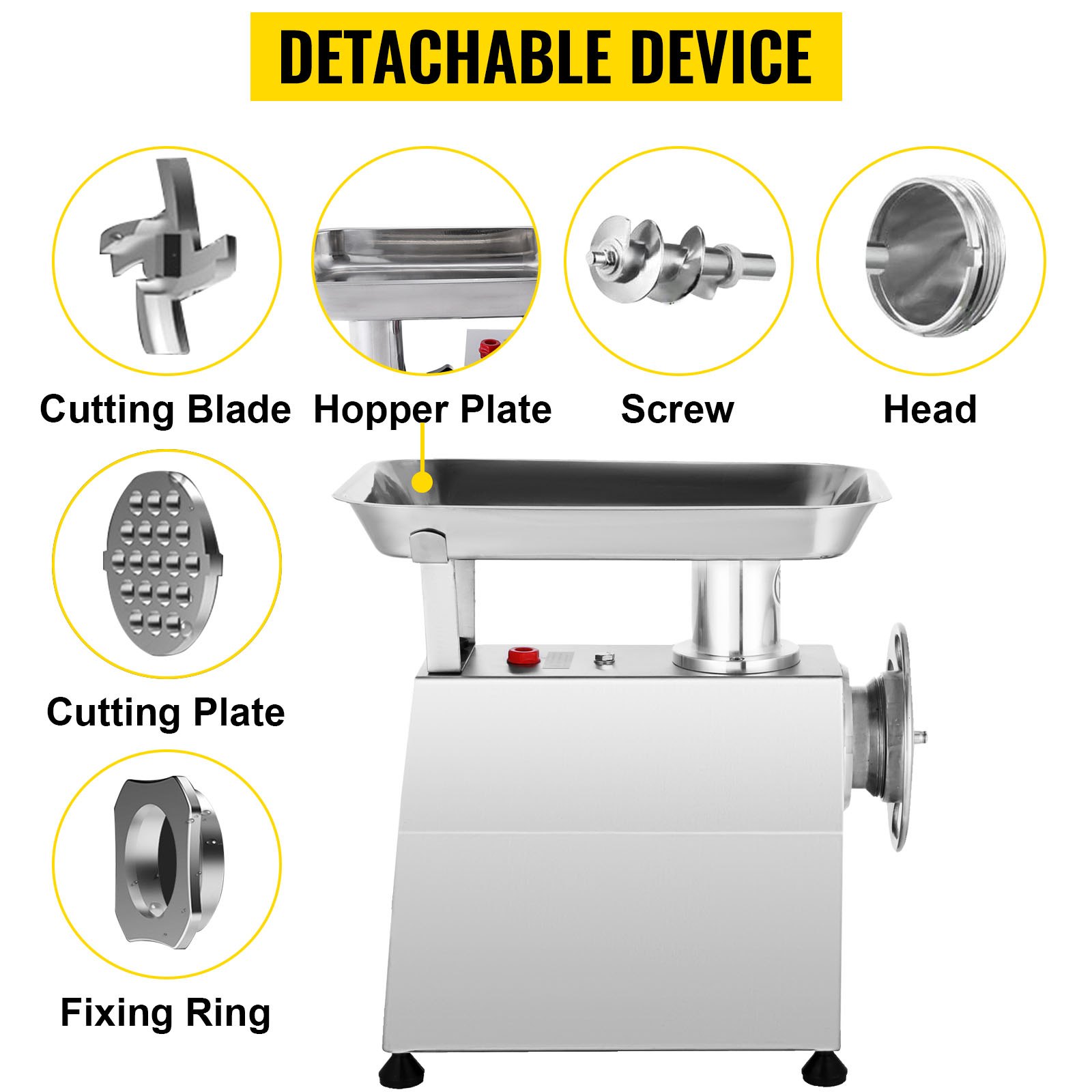 VEVOR Commercial Meat Grinder 850W Electric Meat Grinder Mincer 550 Lbs/Hour (250KG/H) Commercial Stainless Steel Food Grinding Mincing Machine180PRM Mincer Sausage Maker