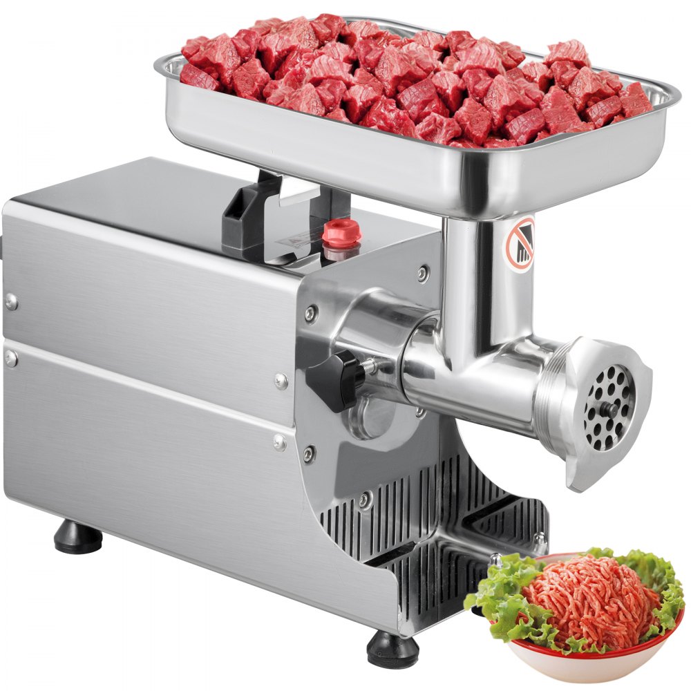 Picador de carne comercial VEVOR Moedor de carne elétrico 250 W 0,33 HP 170 RPM Moedor de carne de aço inoxidável Fabricante de recheio de salsicha comercial para uso industrial e doméstico
