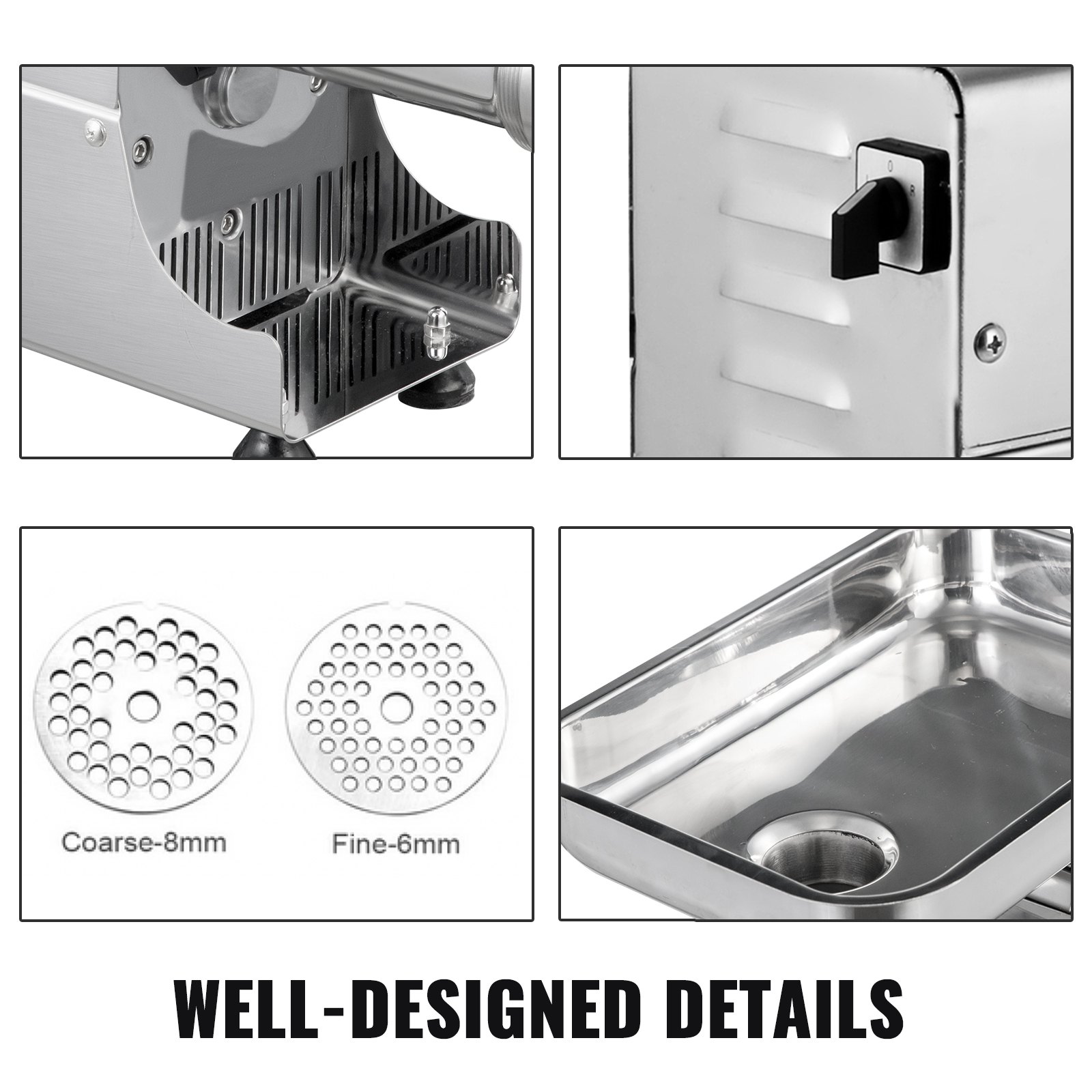 VEVOR Commercial Meat Mincer 450W Electric Meat Grinder 0.6HP 170RPM Stainless Steel Meat Grinder Commercial Sausage Stuffer Maker for Industrial and Home Use