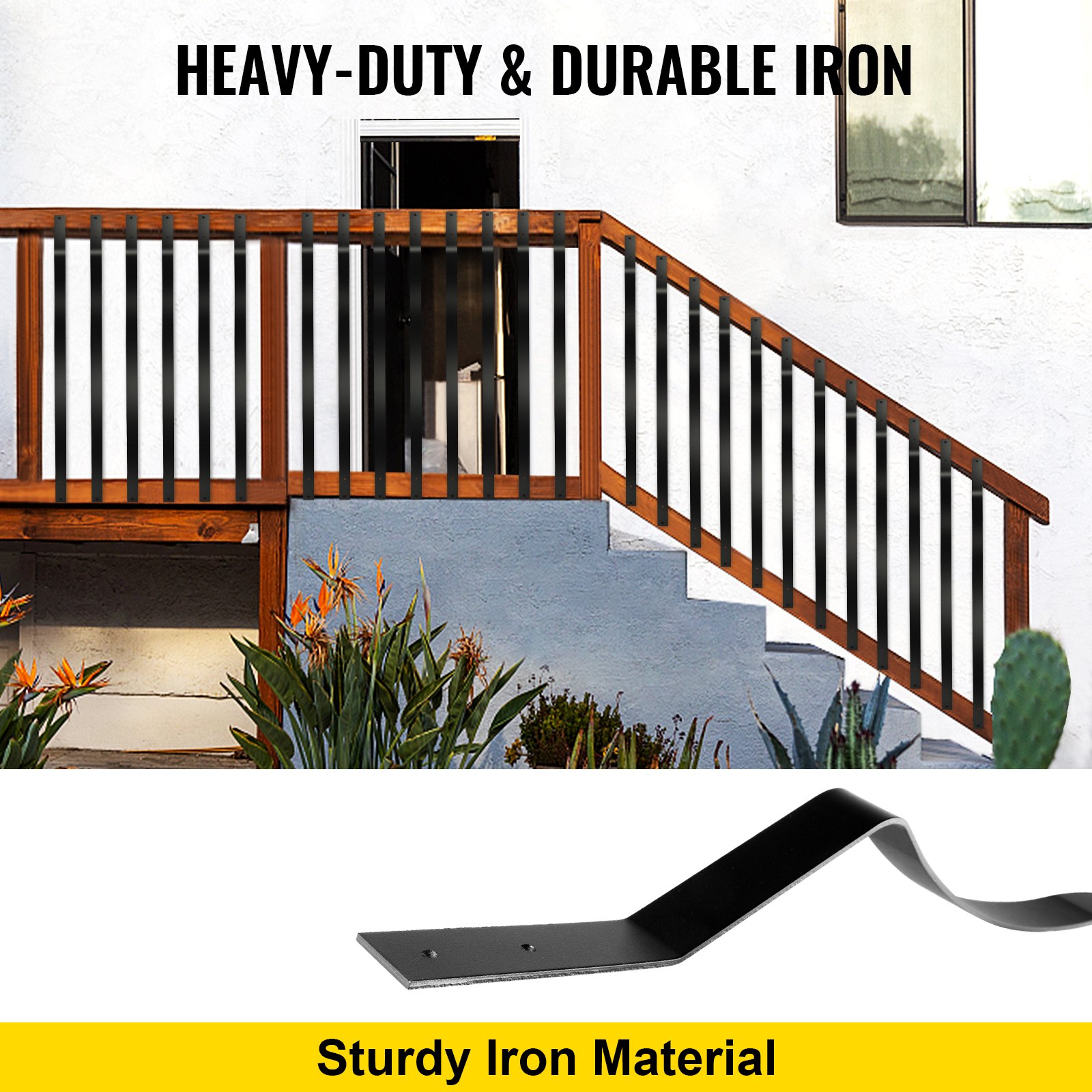 VEVOR Deck Balusters, 26 Pack Metal Deck Spindles, 32.25\"x1\" Staircase Baluster with Screws, Iron Deck Railing for Wood and Composite Deck, Stylish Baluster for Outdoor Stair Deck Porch