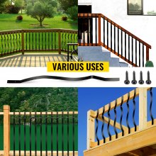 VEVOR Deck Balusters, 51 Pack Metal Deck Spindles, 32.25\"x1\" Staircase Baluster with Screws, Iron Deck Railing for Wood and Composite Deck, Stylish Baluster for Outdoor Stair Deck Porch