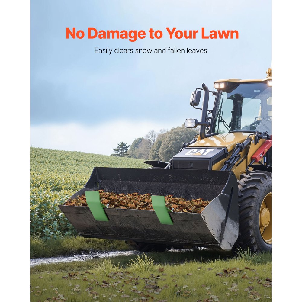 VEVOR Tractor Bucket Protector, 2PCS Heavy Duty Steel Bucket Edge Protectors, Edge Tamer Anti-Skid Device with Double Hexagon Lock Nuts and Bolts, for Snow, Leave Removal & Spreading Gravel (Green)