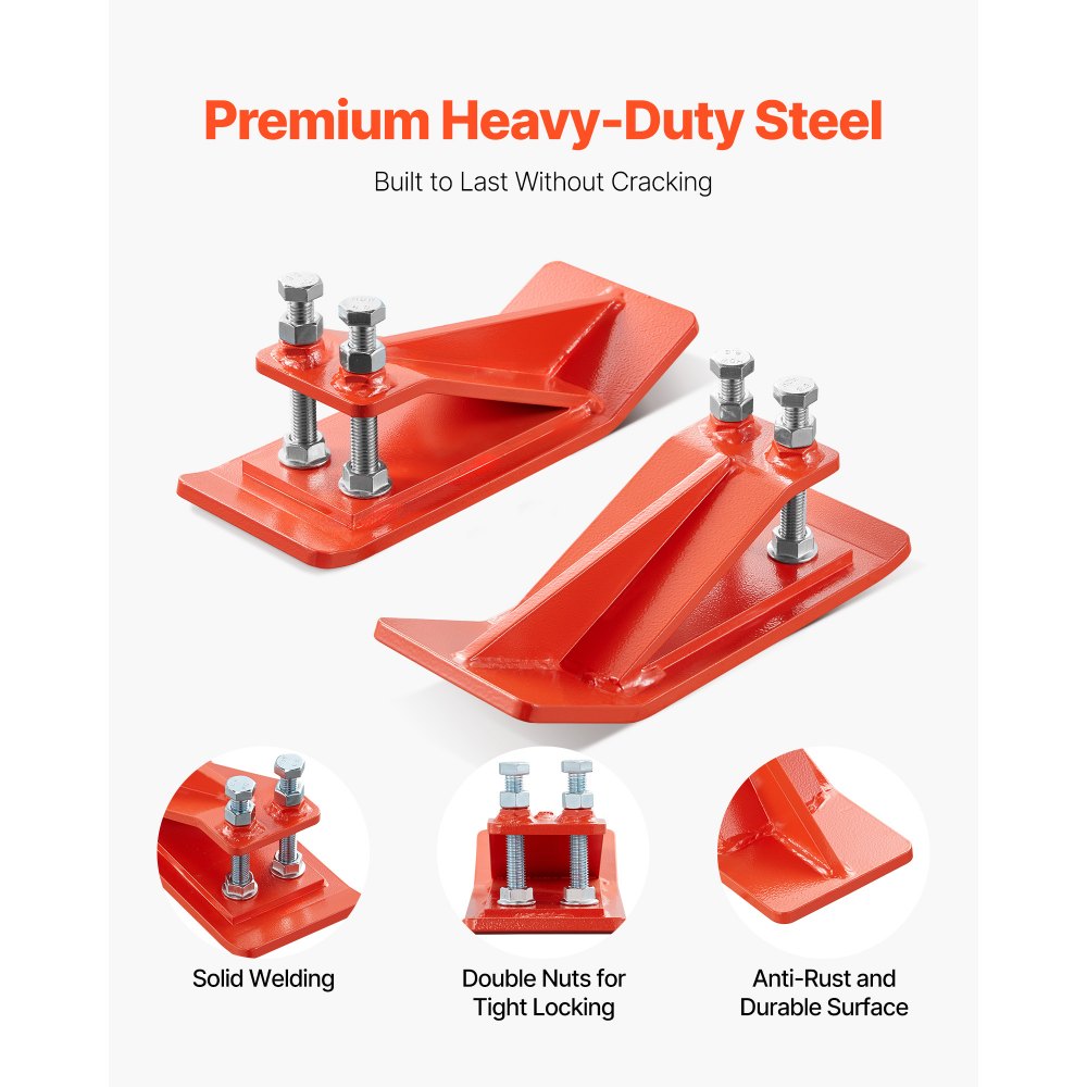 VEVOR Tractor Bucket Protector, 2PCS Heavy Duty Steel Bucket Edge Protectors, Edge Tamer Anti-Skid Device with Double Hexagon Lock Nuts and Bolts, for Snow, Leave Removal & Spreading Gravel (Orange)