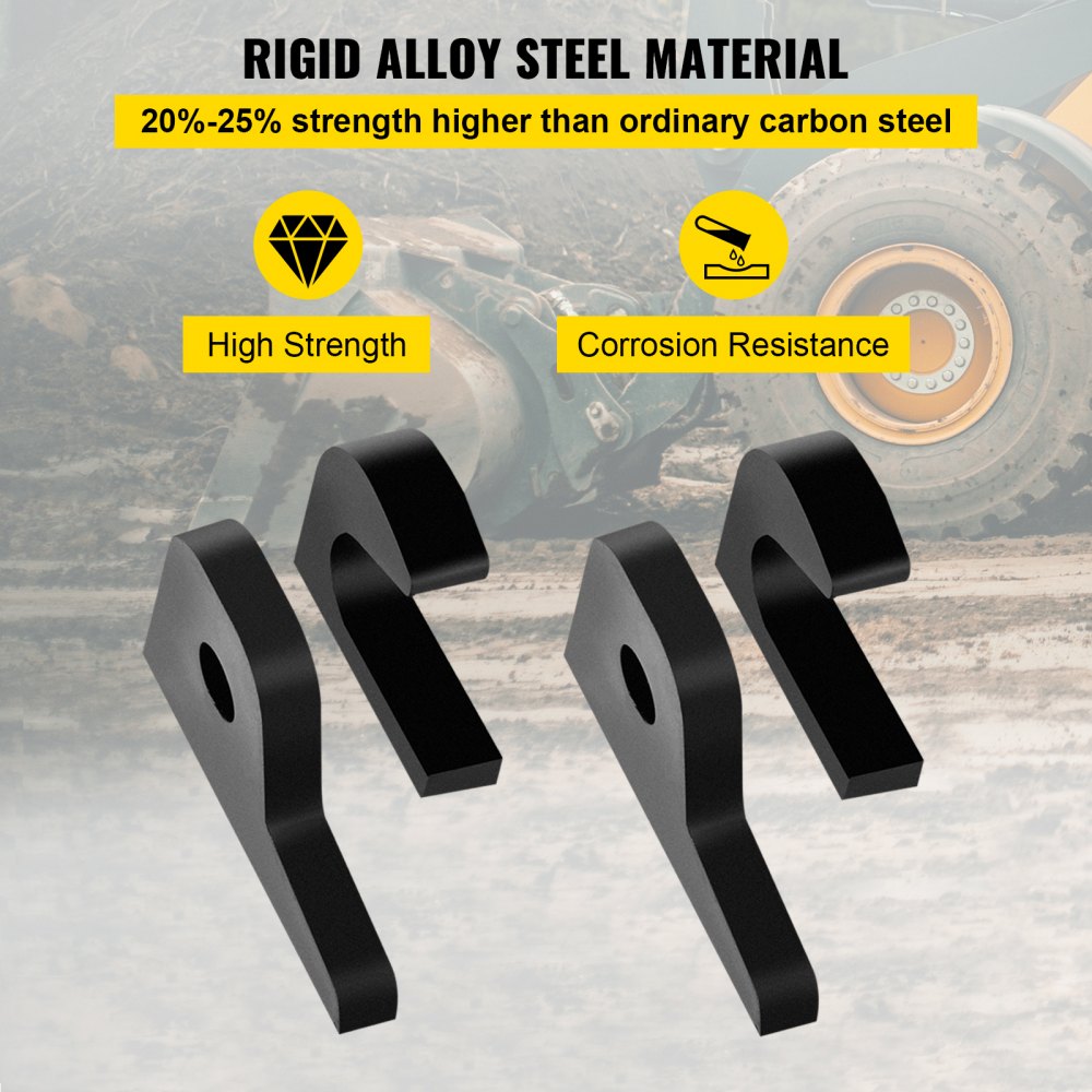 VEVOR Loader Bucket Forks 1 1/4\" Thick Hook Brackets Tach Weld on Loader Tractor 4/5\" Bottom Brackets Quick Attach Mount Brackets Set of 4 Pieces Fits for John Deere Front Tractor Accessories