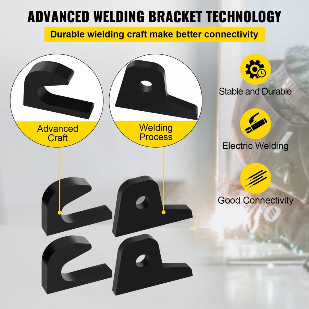 VEVOR Loader Bucket Forks 1 1/4" Thick Hook Brackets Tach Weld on Loader Tractor 4/5" Bottom Brackets Quick Attach Mount Brackets Set of 4 Pieces Fits for John Deere Front Tractor Accessories