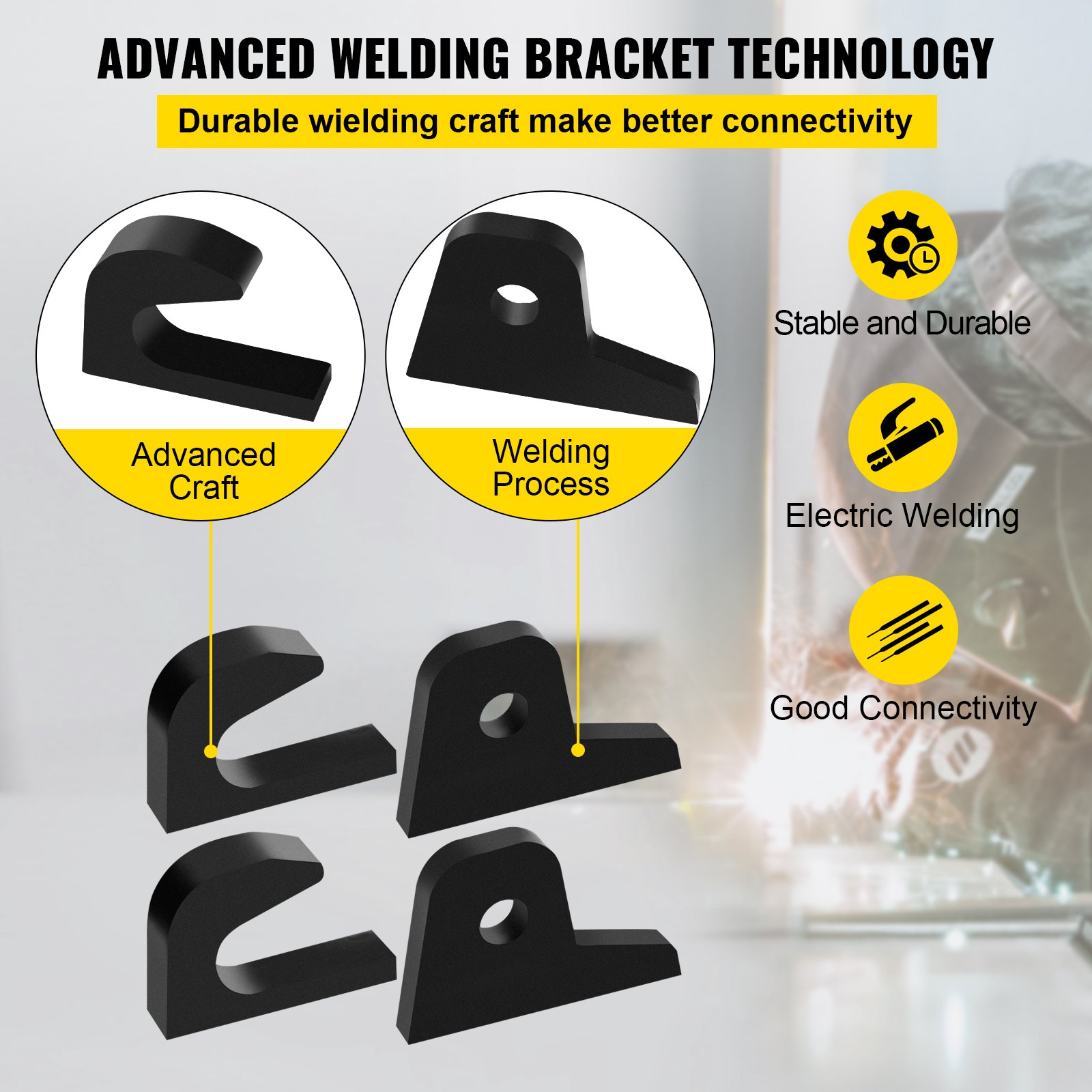 VEVOR Loader Bucket Forks 1 1/4\" Thick Hook Brackets Tach Weld on Loader Tractor 4/5\" Bottom Brackets Quick Attach Mount Brackets Set of 4 Pieces Fits for John Deere Front Tractor Accessories
