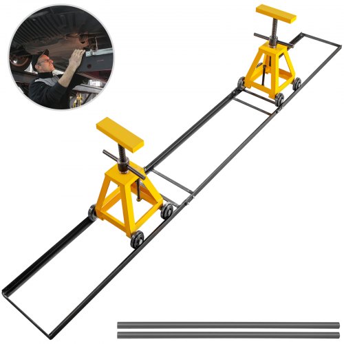 VEVOR Tractor Splitting Rail 10, 000LBS, Splitting Stand for Tractor 118-Inch Length, Tractor Separator with Rails, Splitting Rails Kit, w/ 2 Jack Stands and 2 Adjustable Handles, Support Equipment