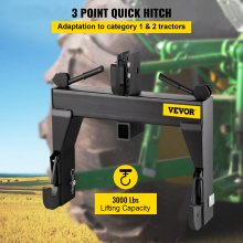 VEVOR 3-Point Quick Hitch, 1360 kg Lifting Capacity Tractor Quick Hitch, 70 cm Between Lower Arms Attachments Quick Hitch, No Welding & 5 Level Adjustable Bolt, Adaptation to Category 1 & 2 Tractors