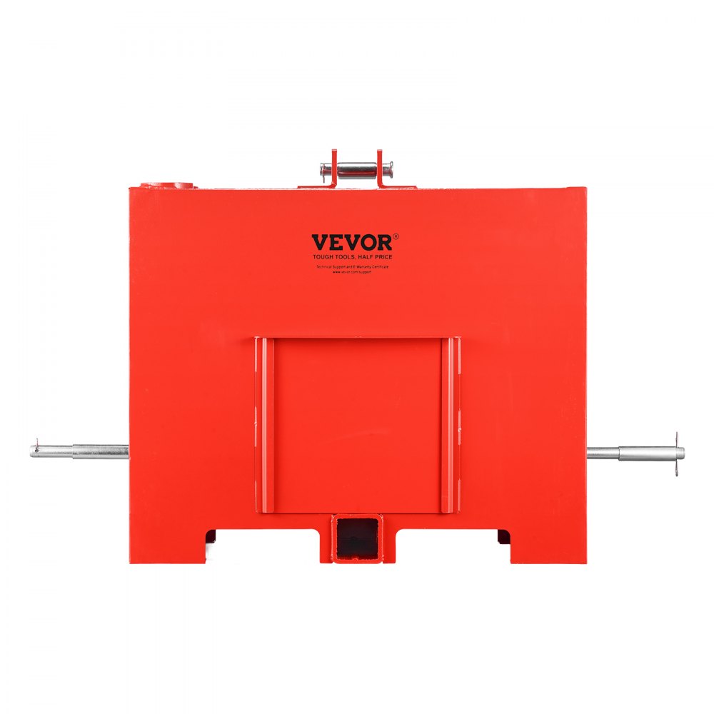 VEVOR Ballast Box, 3-Point Category 1 Tractor Ballast of 800 lbs Capacity, with Standard 2 Inch Hitch Receiver, Heavy-Duty Steel 3.2 ft³ Large Volume Durable Loader Attachment with Sliding Door, Red