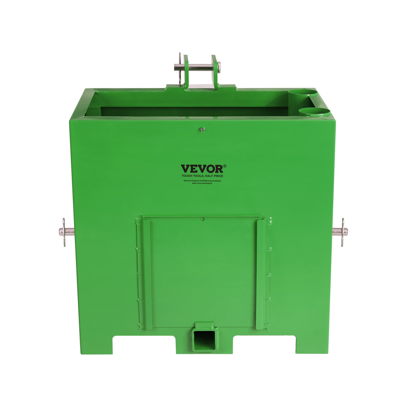 VEVOR Ballast Box 3 Point Category 1 Tractor, 800lbs Capacity Hitch Ballast Box, for 2'' Hitch Receiver, Tractor Ballast Box with 5cu.ft Volume, Heavy-duty Steel, Green