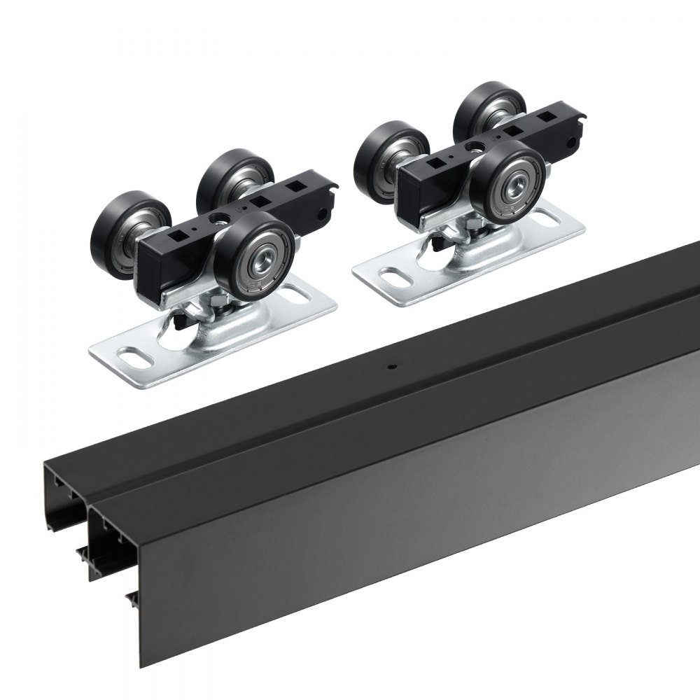 VEVOR Bypass Door Hardware, 4ft Heavy Duty Bypass Sliding Door Hardware Kit, Aluminum Alloy Sliding Closet Door Hardware Set with Finger Pulls, for 2 Door System, Fit Door Thickness 1 3/8 " - 1 3/4"