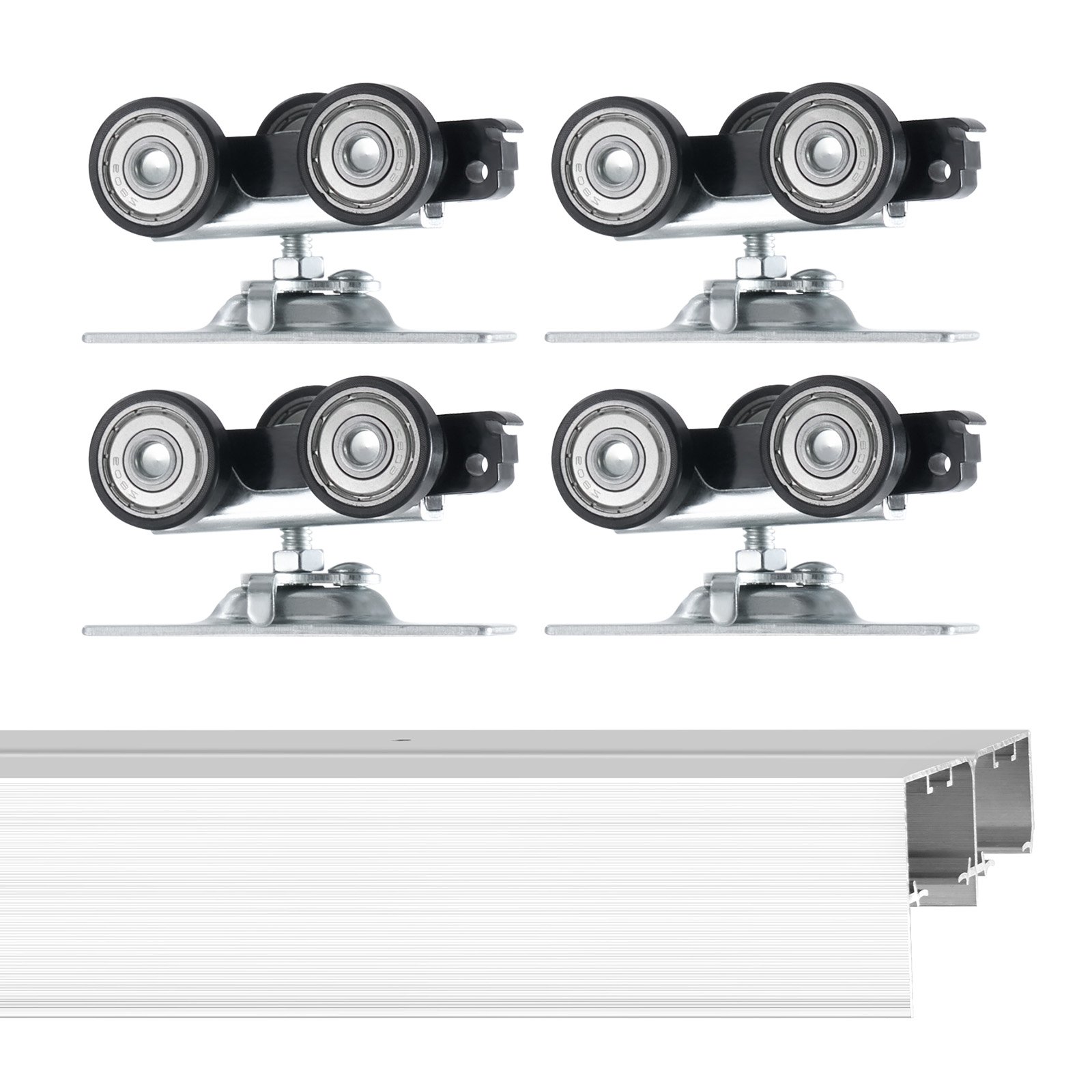 VEVOR Bypass Door Hardware, 1.83 m Heavy Duty Bypass Sliding Door Hardware Kit, Sturdy Aluminum Alloy Sliding Closet Door Hardware Set for 2 Door System, Fit Door Thickness 35-45 mm, Easy to Install
