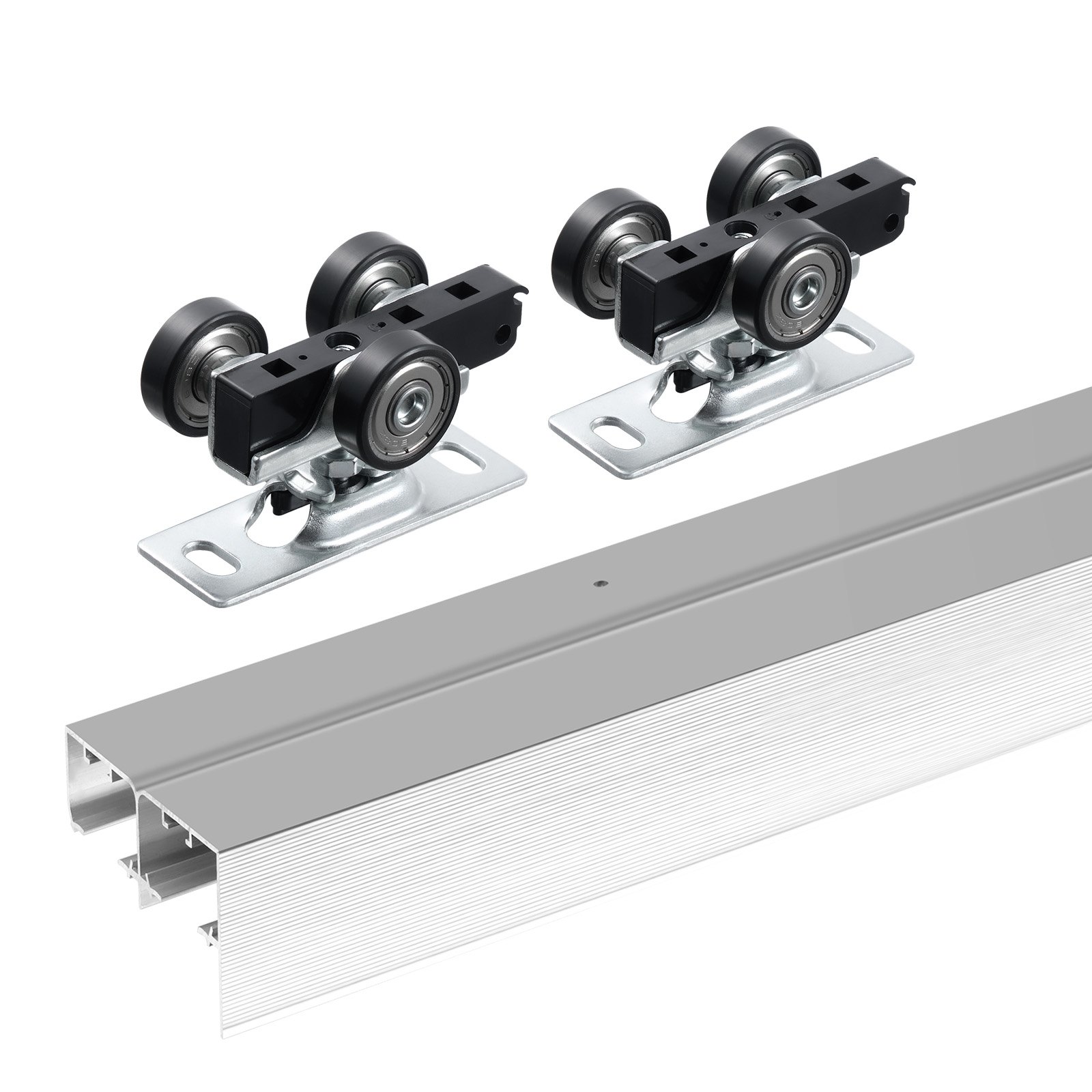 VEVOR Bypass Door Hardware, 1.83 m Heavy Duty Bypass Sliding Door Hardware Kit, Sturdy Aluminum Alloy Sliding Closet Door Hardware Set for 2 Door System, Fit Door Thickness 35-45 mm, Easy to Install