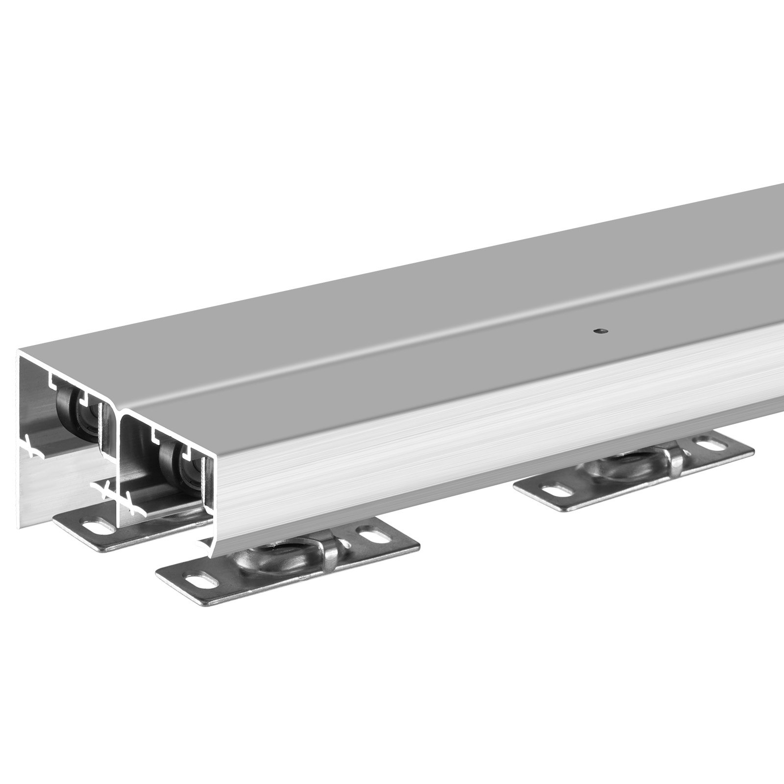 VEVOR Bypass Door Hardware, 1.83 m Heavy Duty Bypass Sliding Door Hardware Kit, Sturdy Aluminum Alloy Sliding Closet Door Hardware Set for 2 Door System, Fit Door Thickness 35-45 mm, Easy to Install