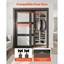 VEVOR Bypass Door Hardware 8ft Bypass Closet Door Track Kit for 2 Door System