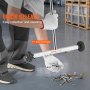 person using VEVOR magnetic sweeper for easy collection and cleaning of metal debris on a smooth floor.