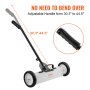 VEVOR 45Lbs Rolling Magnetic Sweeper with Wheels, Push-Type Magnetic Pick Up Sweeper, 18-inch Large Magnet Pickup Lawn Sweeper,  Magnet with Telescoping Handle, Easy Cleanup of Workshop Garage Yard