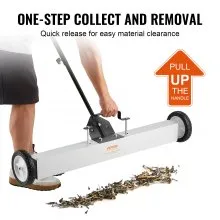 VEVOR 55Lbs Rolling Magnetic Sweeper with Wheels,Push-Type Magnetic Pick Up Sweeper, 36-inch Large Magnet Pickup Lawn Sweeper with Telescoping Handle, Easy Cleanup of Workshop Garage Yard