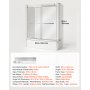 VEVOR Bathtub Shower Door 60"W x 60"H Frameless Bypass Sliding Doors Silver, 5/16" Clear Tempered Glass, Double Sliding Tub Shower Doors with 2 Stainless Steel Handles, Nano Coating, for Bathroom Tubs
