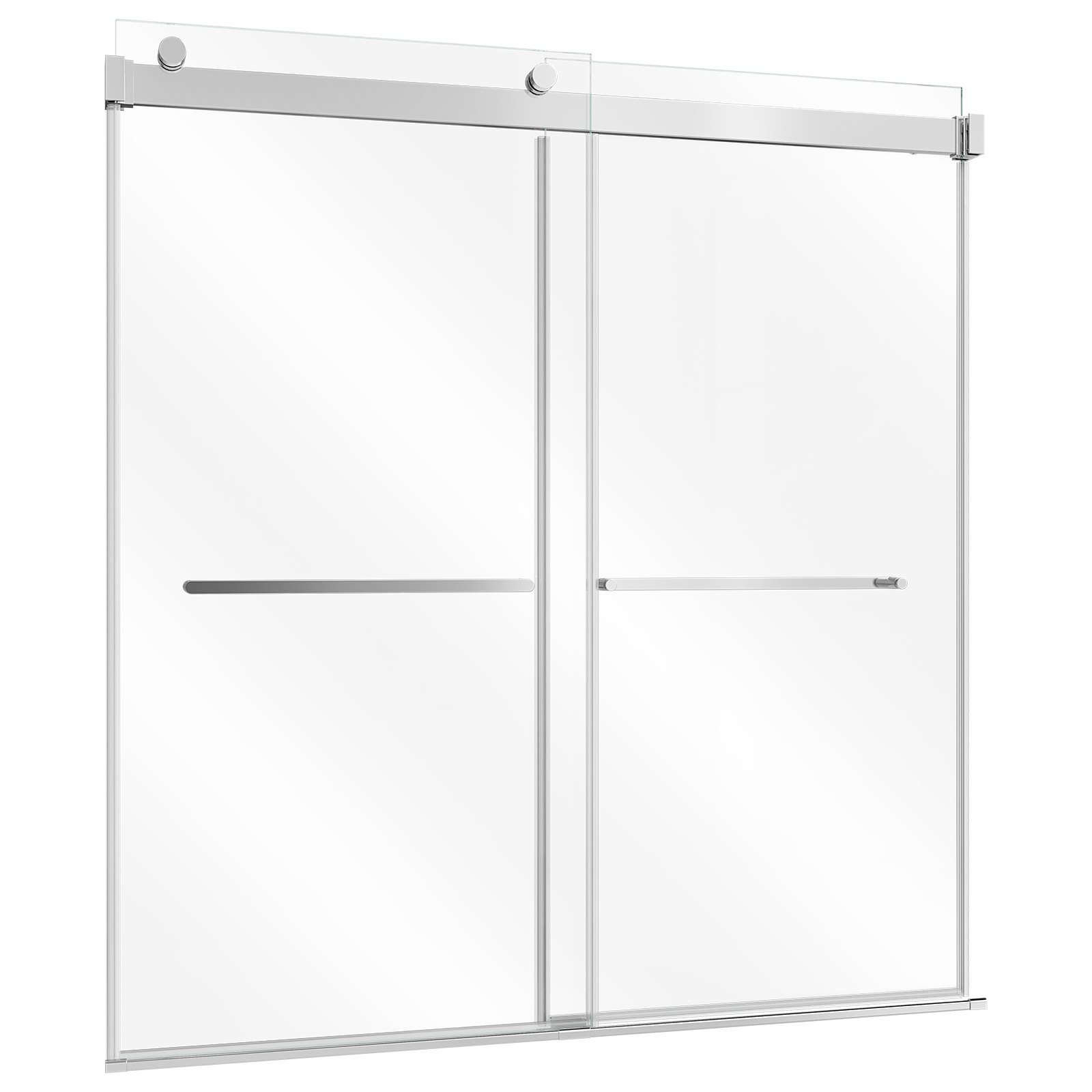VEVOR Bathtub Shower Door 60"W x 60"H Frameless Bypass Sliding Doors Silver, 5/16" Clear Tempered Glass, Double Sliding Tub Shower Doors with 2 Stainless Steel Handles, Nano Coating, for Bathroom Tubs