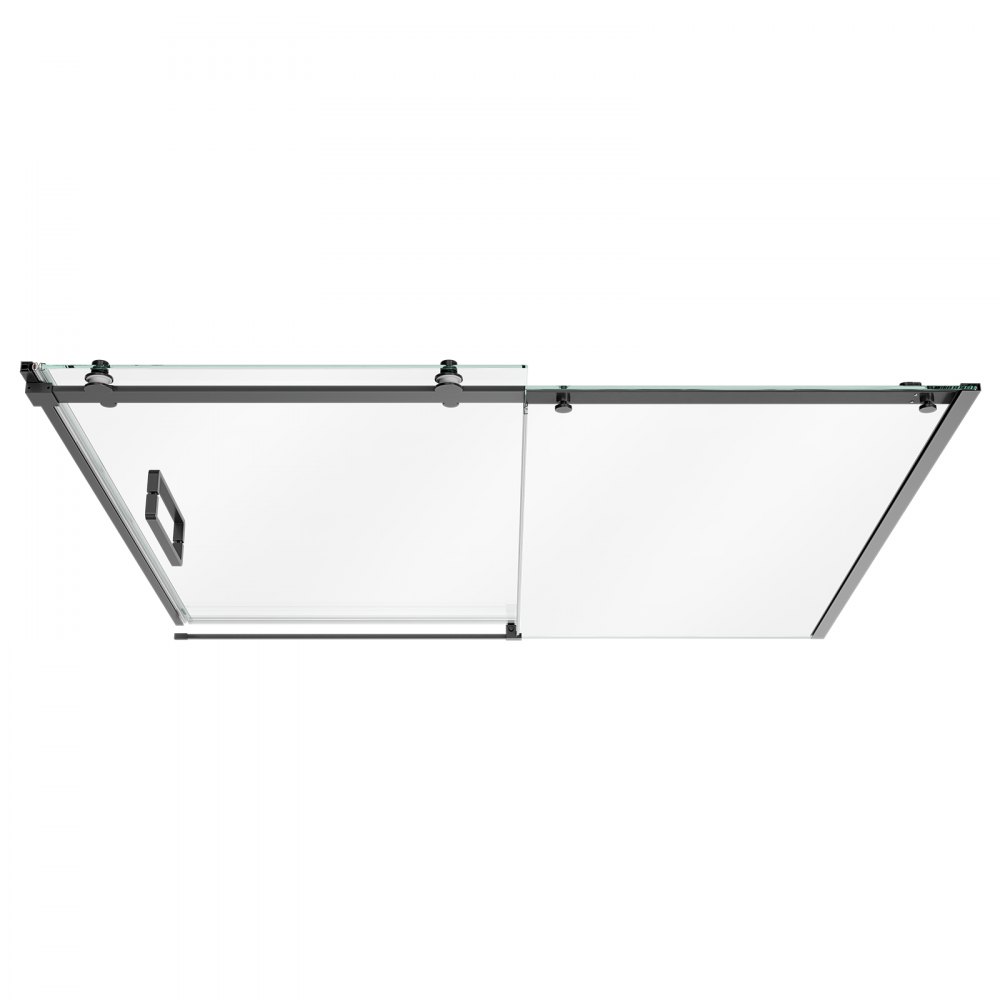 VEVOR Bathtub Shower Door 60" W x 60" H Semi-Frameless Sliding Door Black, 5/16" Thick Clear Tempered Glass, Sliding Tub Shower Door with 2 Stainless Steel Handles, Nano Coating, for Bathroom Tubs