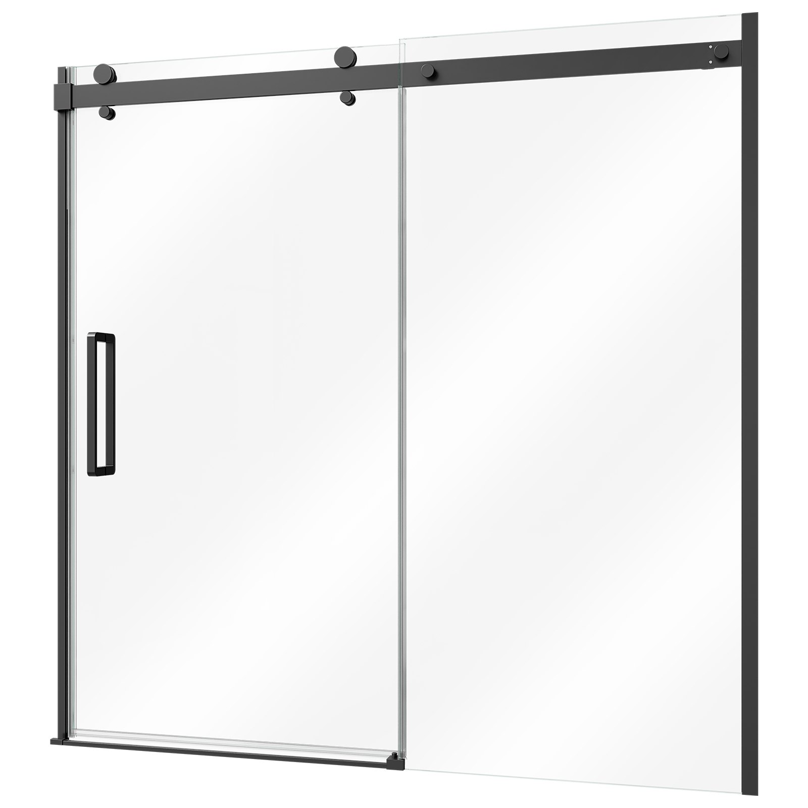 VEVOR Bathtub Shower Door 60" W x 60" H Semi-Frameless Sliding Door Black, 5/16" Thick Clear Tempered Glass, Sliding Tub Shower Door with 2 Stainless Steel Handles, Nano Coating, for Bathroom Tubs