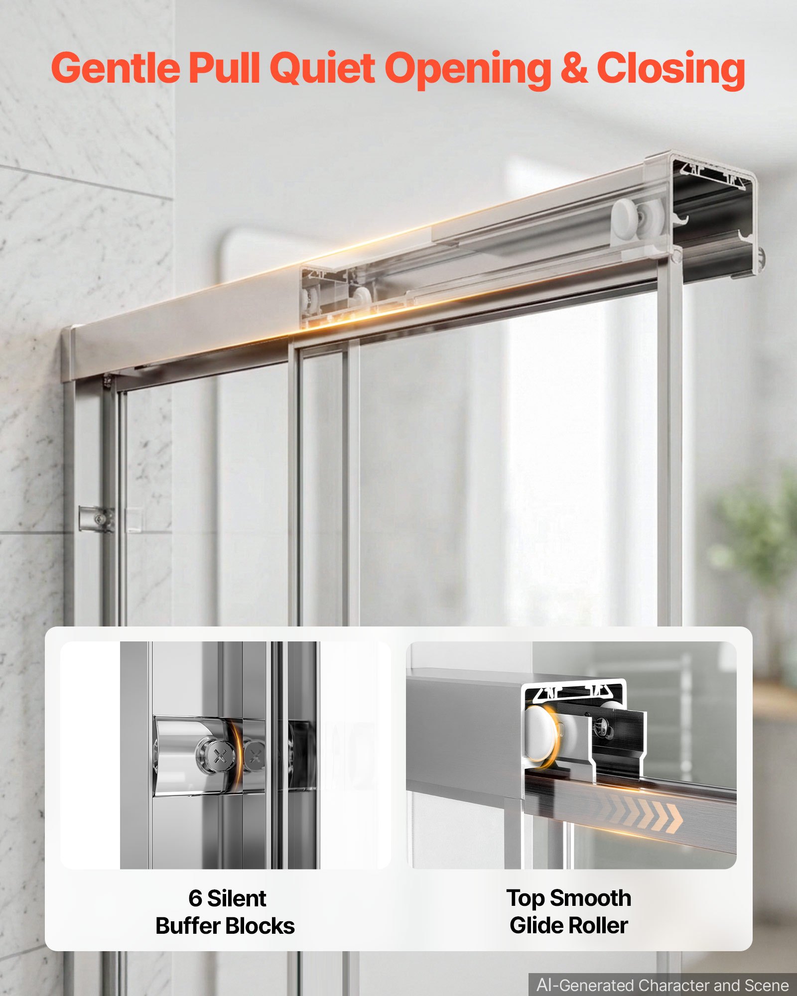 VEVOR Bathtub Shower Door 60" W x 60" H Semi-Frameless Bypass Sliding Doors, 1/4" Clear Tempered Glass, Aluminum Slim Frame, Double Sliding Tub Shower Doors with 2 Stainless Steel Handles, Silver