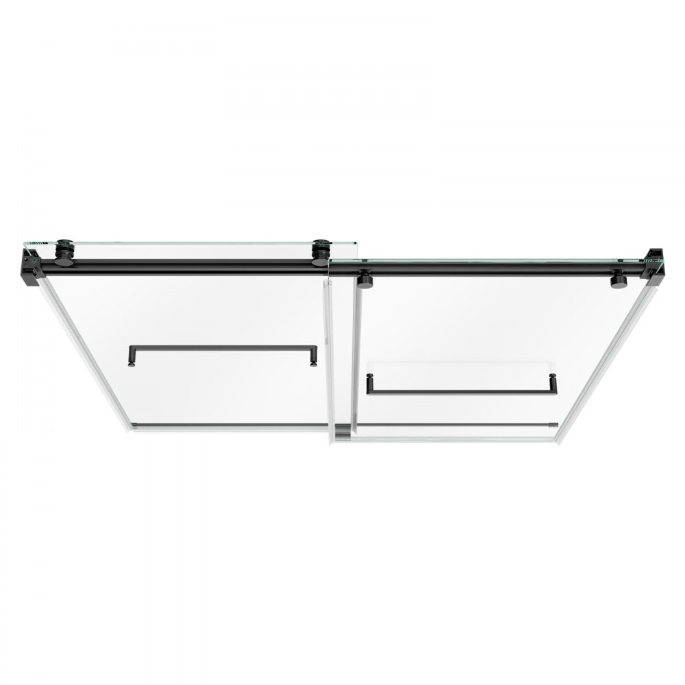 VEVOR Bathtub Shower Door 60"W x 60"H Frameless Bypass Sliding Doors Black, 5/16" Clear Tempered Glass, Double Sliding Tub Shower Doors with 2 Stainless Steel Handles, Nano Coating, for Bathroom Tubs