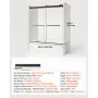 VEVOR Bathtub Shower Door 60"W x 60"H Frameless Bypass Sliding Doors Black, 5/16" Clear Tempered Glass, Double Sliding Tub Shower Doors with 2 Stainless Steel Handles, Nano Coating, for Bathroom Tubs