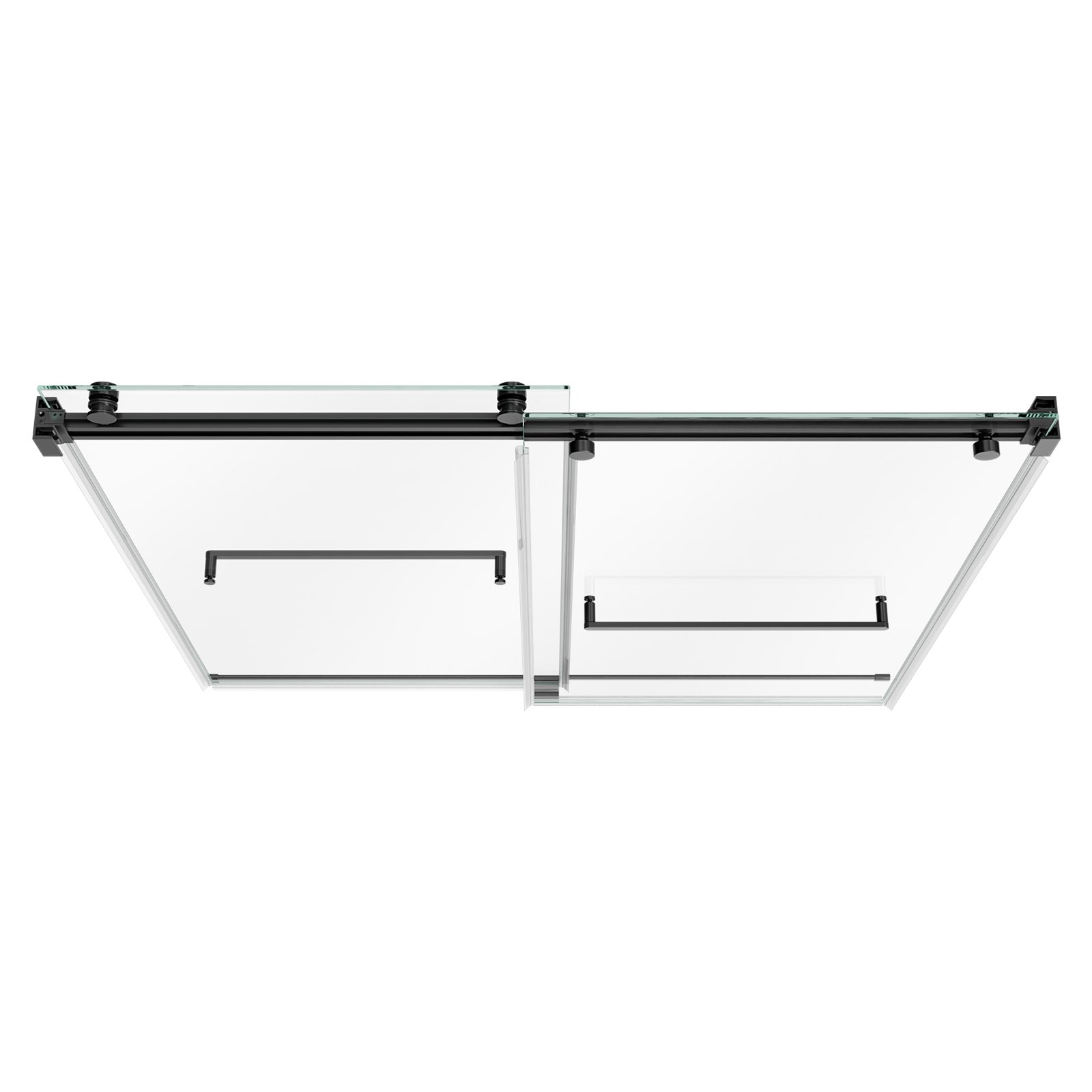 VEVOR Bathtub Shower Door 60"W x 60"H Frameless Bypass Sliding Doors Black, 5/16" Clear Tempered Glass, Double Sliding Tub Shower Doors with 2 Stainless Steel Handles, Nano Coating, for Bathroom Tubs