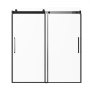 VEVOR Frameless Sliding Bathtub Door, 56-60 in.W x 60 in.H, Frameless Shower Glass Door, Frameless Double Sliding Tub Door with 5/16 in Clear Tempered Glass and Stainless Steel Handle, Black Finish