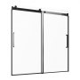 VEVOR Frameless Sliding Bathtub Door, 56-60 in.W x 60 in.H, Frameless Shower Glass Door, Frameless Double Sliding Tub Door with 5/16 in Clear Tempered Glass and Stainless Steel Handle, Black Finish