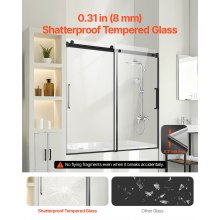 VEVOR Frameless Sliding Bathtub Door 56-60 in.W x 60 in.H Frameless Shower Door