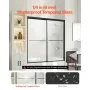 VEVOR Bathtub Shower Door, 1422-1524 mm x 1524 mm, Semi-Frameless Double Sliding Tub Door, Semi-Frameless Bypass Tub Door with 1/4 in Shatterproof Tempered Glass and Stainless Steel Handle, Black