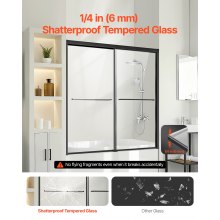 VEVOR Bathtub Shower Door 1422-1524 mm x 1524 mm Semi-Frameless Bypass Tub Door