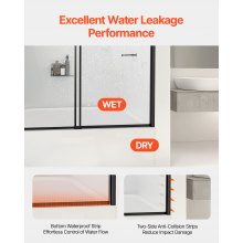 VEVOR Bathtub Shower Door 1422-1524 mm x 1524 mm Semi-Frameless Bypass Tub Door