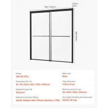 VEVOR Bathtub Shower Door 50-60 in. W x 60 in. H Semi-Frameless Bypass Tub Door