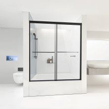 VEVOR Bathtub Shower Door 1422-1524 mm x 1524 mm Semi-Frameless Bypass Tub Door