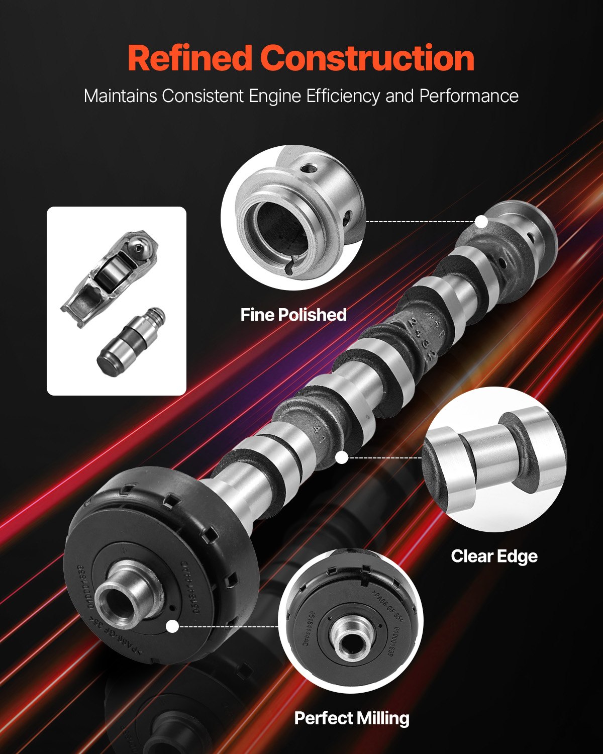 VEVOR Engine Camshafts Rockers Arm Lifters Kit, Cam Replacement for 2011-2016 Jeep Cherokee/Wrangler/Grand Cherokee, 2011-2016 Dodge Caravan/Journey/Durango
