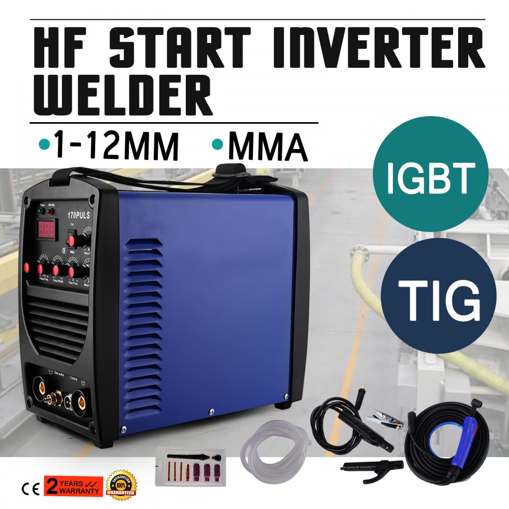 170a Mma/arc Dc Inverter Pulse Welder With Lift Tig Led +complete Kit Hf Start