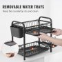 VEVOR Dish Drying Rack, 2 Tier Large Capacity Dish Drainers, Rustproof Carbon Steel Dish Drainer with Drainboard, Storage Space Saver, Cup and Utensil Holder for Kitchen Counter Over The Sink, Black
