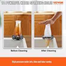 VEVOR Glass Rinser, 10 Powerful Spraying Jets 360° Rotating Cup Rinser for Sink, 304 Stainless Steel Faucet Cup Washer with ABS Cup Holder for Baby Bottle, Glass Cup, Wine Glass (Matte Black Base)