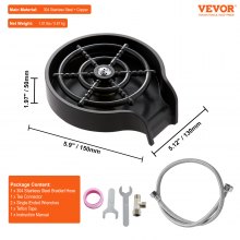 VEVOR Glass Rinser, 10 Powerful Spraying Jets 360° Rotating Cup Rinser for Sink, Wearproof ABS Kitchen Sink Faucet Cup Washer & ABS Cup Holder for Baby Bottle, Glass Cup, Wine Glass (Black Base)